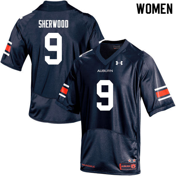 Women #9 Jamien Sherwood Auburn Tigers College Football Jerseys Sale-Navy